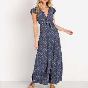 Auguste the Label Jasmine maxi dress blue floral front tie side zip US8